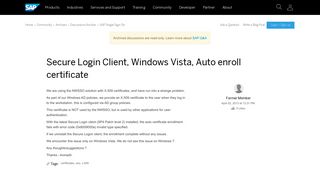 Secure Login Client, Windows Vista, Auto enroll certificate ...
