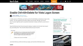 Enable Ctrl+Alt+Delete for Vista Logon Screen - How-To Geek