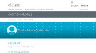 Vistana Community Member - My Vistana Vacation Profile