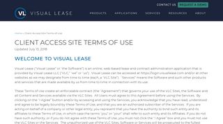 Client Access Site Terms of Use - Visual Lease