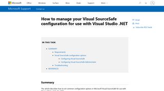 How to manage your Visual SourceSafe configuration for use with ...