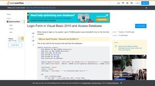 Login Form in Visual Basic 2010 and Access Database - Stack Overflow