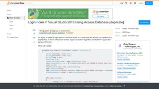 Login Form In Visual Studio 2013 Using Access Database - Stack ...