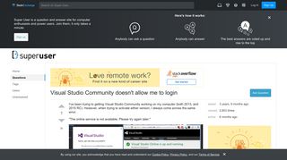 Visual Studio Community doesn't allow me to login - Super User