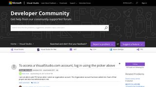 To access a VisualStudio.com account, log in using the picker ...