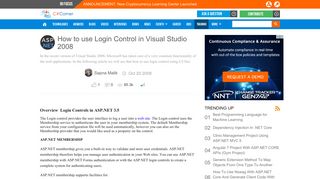 How to use Login Control in Visual Studio 2008 - C# Corner