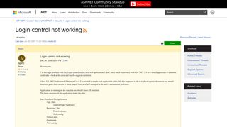 Login control not working | The ASP.NET Forums