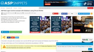 ASP.Net Login Control example with Database using C# and VB.Net
