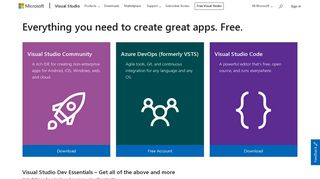 Free Developer Software & Services - Visual Studio
