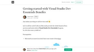 Getting started with Visual Studio Dev Essentials Benefits - Medium