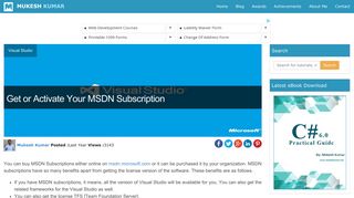 Get or Activate Your MSDN Subscription | Mukesh Kumar