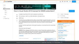 How is Visual Studio 2015 licensed for MSDN subscribers? - Stack ...