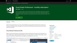 Visual Studio Professional - monthly subscription - Visual Studio ...