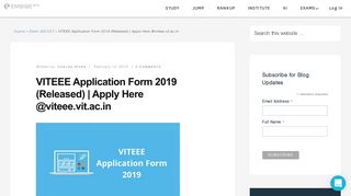 VITEEE Application Form 2019: Registrations Begins on 1st ... - Embibe