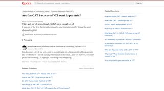 Are the CAT 1 scores at VIT sent to parents? - Quora