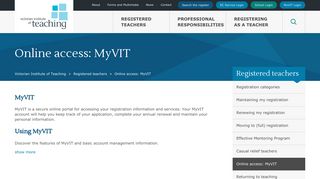 Online access: MyVIT - Victorian Institute of Teaching