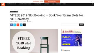 VITEEE 2019 Slot Booking - Book Your Exam Slots for VIT University ...