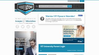 VIT PL - VIT University Parent Login - Abbreviations.com
