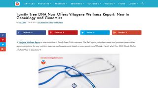 Family Tree DNA Now Offers Vitagene Wellness Report: New in ...