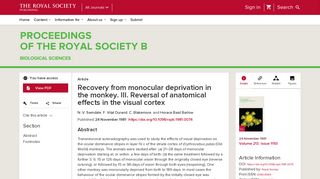 Recovery from monocular deprivation in the monkey. III. Reversal of ...