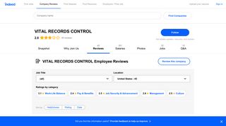 Working at VITAL RECORDS CONTROL: Employee Reviews | Indeed ...