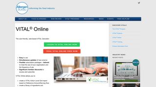 VITAL Online - Web-based version | Allergen Bureau