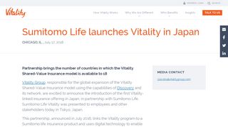 Sumitomo Life launches Vitality in Japan - Vitality