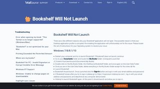 Bookshelf Will Not Launch - VitalSource Support