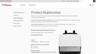 Product Registration | Vitamix