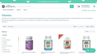 Buy Vitamin Supplements Online in Canada at Vitasave.ca | Free ...