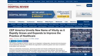 CEP America Unveils New Name of Vituity as it Rapidly Grows and ...