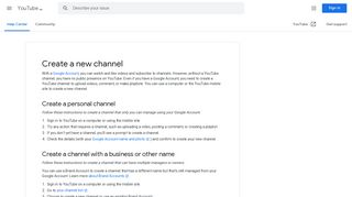 Create a new channel - YouTube Help - Google Support