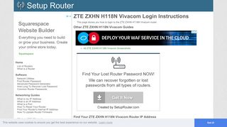 How to Login to the ZTE ZXHN H118N Vivacom - SetupRouter