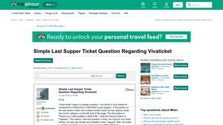 Simple Last Supper Ticket Question Regarding Vivaticket - Milan ...