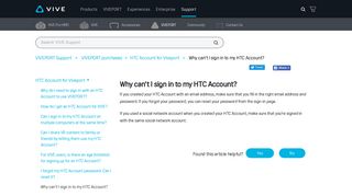 Why can't I sign in to my HTC Account? - Vive
