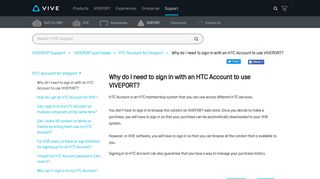 Why do I need to sign in with an HTC Account to use VIVEPORT?