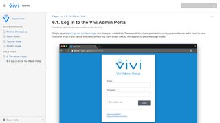 6.1. Log in to the Vivi Admin Portal - Support Hub - Support Hub