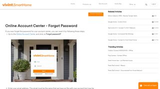 Vivint Online Account Center - Forgot Password - Vivint Support