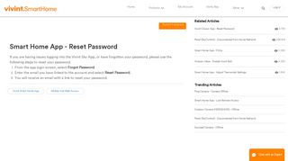 Smart Home App - Reset Password - Support - Vivint