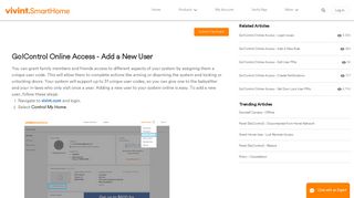 Go!Control Online Access - Add a New User - Vivint Support