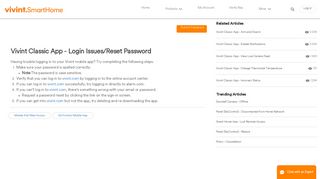 Vivint Classic App - Reset Password