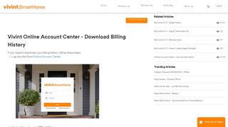 Online Account Center - Download Billing History - Support - Vivint