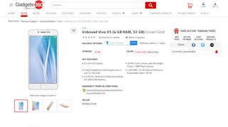 Unboxed Vivo V5 (4 GB RAM, 32 GB) Crown Gold Price in India – Buy ...