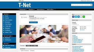 Vivonet Profile on T-Net - BC Technology
