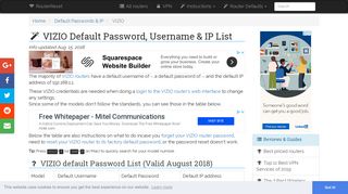 VIZIO Default Password, Login & IP List (updated August 2018 ...