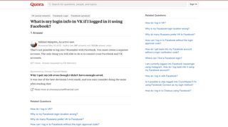 What is my login info in VK if I logged in it using Facebook? - Quora