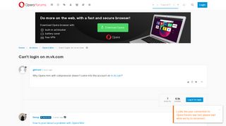 Can't login on m.vk.com | Opera forums