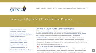 University of Dayton VLCFF Certification Programs | Roman Catholic ...