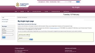 Login - My.Anglia Homepage - Anglia Ruskin University
