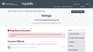 VETiS Consulting Services Pty Ltd - Malaga - 52499 - MySkills